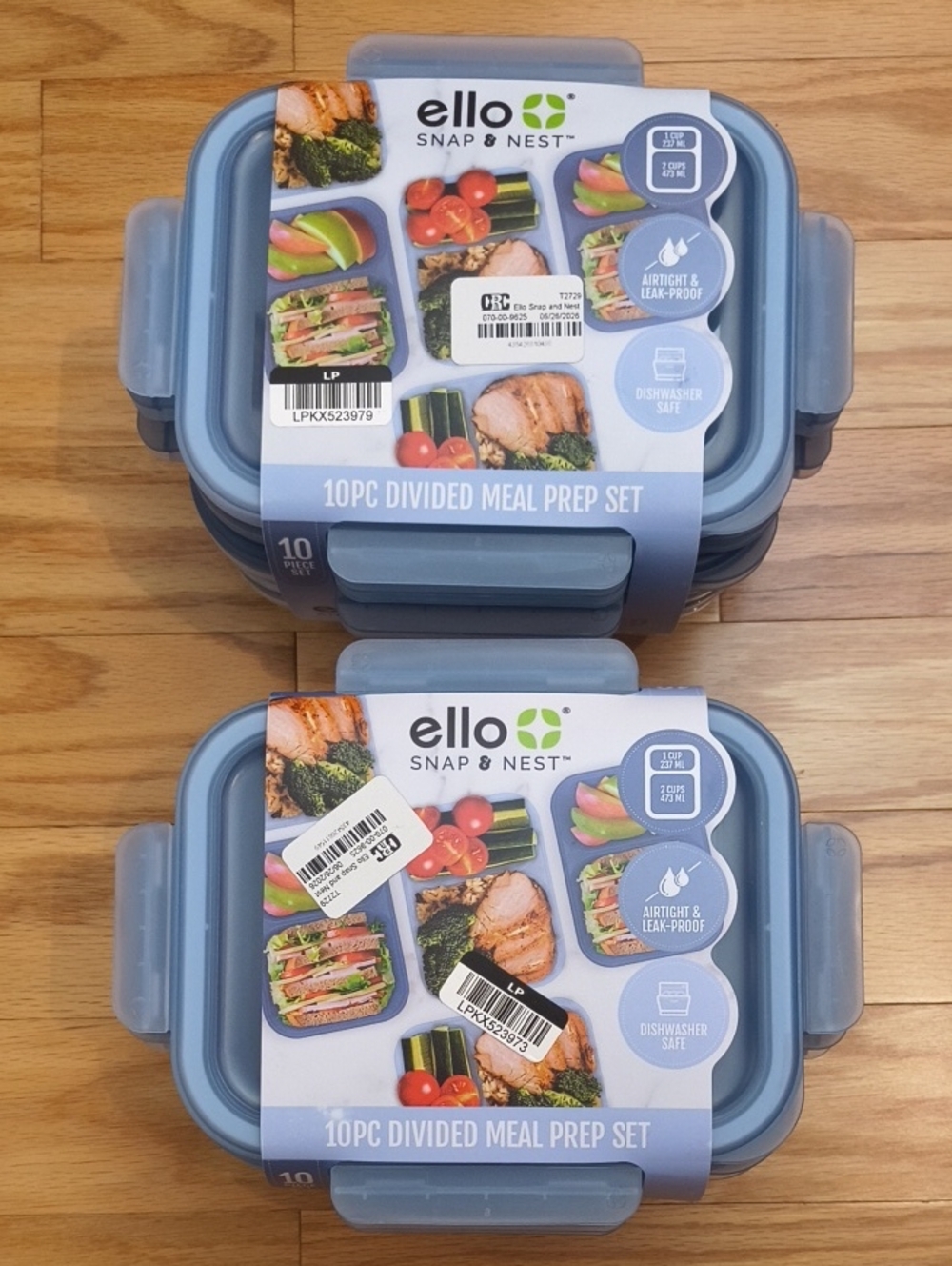 Ello Snap & Nest 10pc Divided Meal Prep Set - Blue 2 Sets NWT